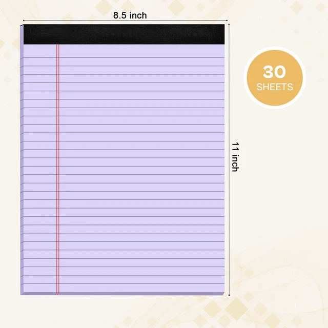 Alt view image 2 of 7 - 360 Sheets Purple Legal Pads 8.5" x 11" Pack of 12 Note Pads Wide Ruled Lined Paper with Micro-Perforated Writing Notebook 30 Sheets per Pad To-Do List Notepad for School, Office & Home Supplies