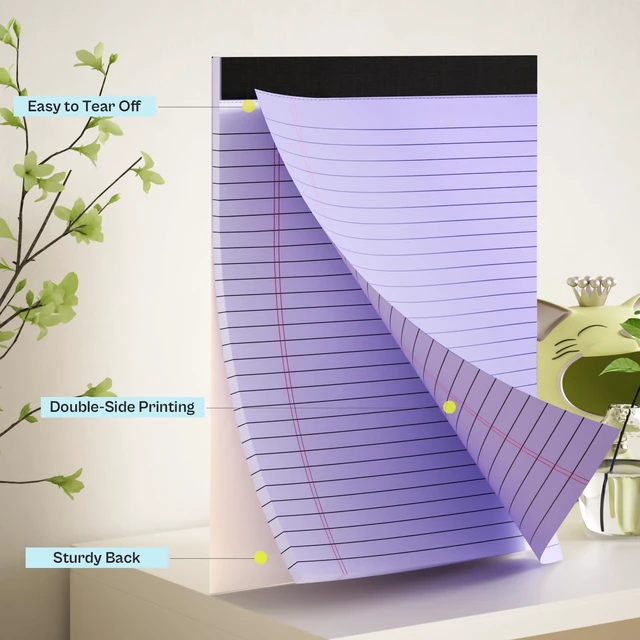 Alt view image 3 of 7 - 360 Sheets Purple Legal Pads 8.5" x 11" Pack of 12 Note Pads Wide Ruled Lined Paper with Micro-Perforated Writing Notebook 30 Sheets per Pad To-Do List Notepad for School, Office & Home Supplies