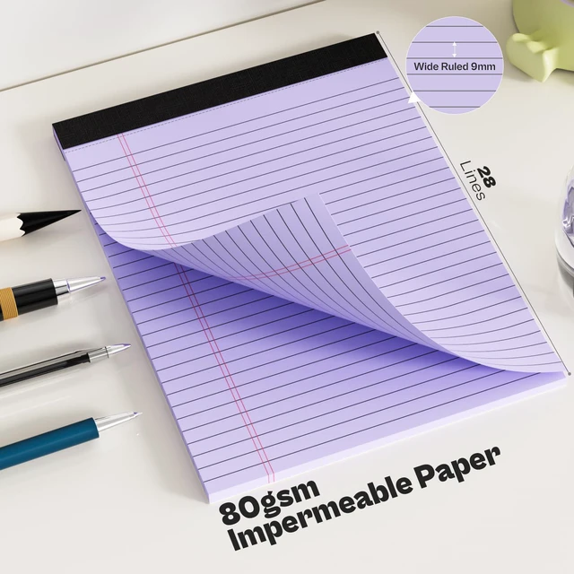 Alt view image 4 of 7 - 360 Sheets Purple Legal Pads 8.5" x 11" Pack of 12 Note Pads Wide Ruled Lined Paper with Micro-Perforated Writing Notebook 30 Sheets per Pad To-Do List Notepad for School, Office & Home Supplies