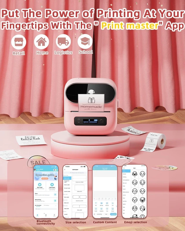 Alt view image 2 of 7 - M220 Bluetooth Label Maker,Portable Thermal Printer for Small Business Office Home - 1900+ Templates 7900+ Icons - Compatible Phone, PC
