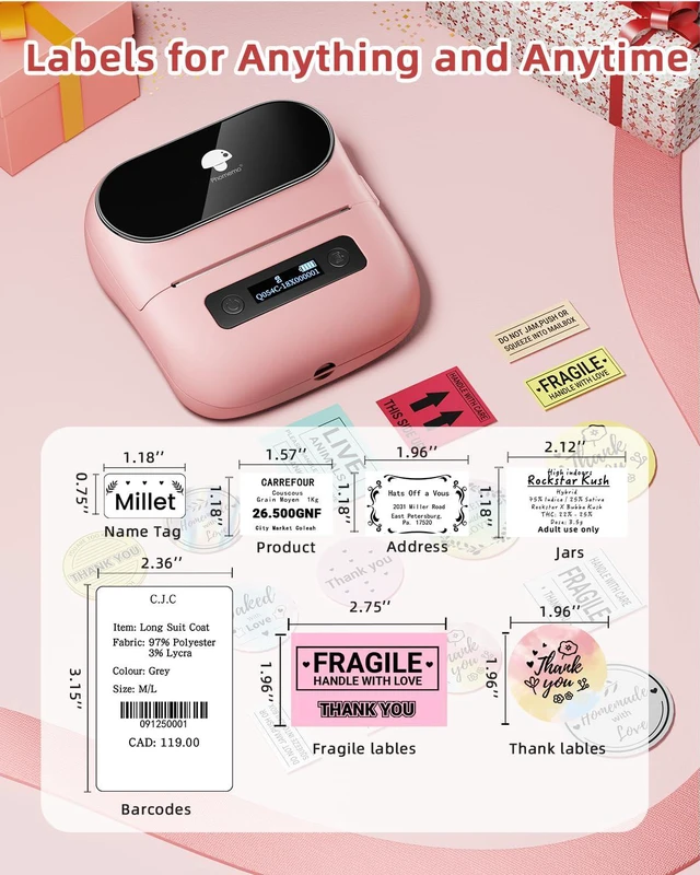 Alt view image 3 of 7 - M220 Bluetooth Label Maker,Portable Thermal Printer for Small Business Office Home - 1900+ Templates 7900+ Icons - Compatible Phone, PC