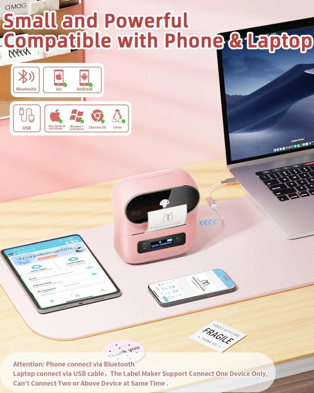 Alt view image 4 of 7 - M220 Bluetooth Label Maker,Portable Thermal Printer for Small Business Office Home - 1900+ Templates 7900+ Icons - Compatible Phone, PC