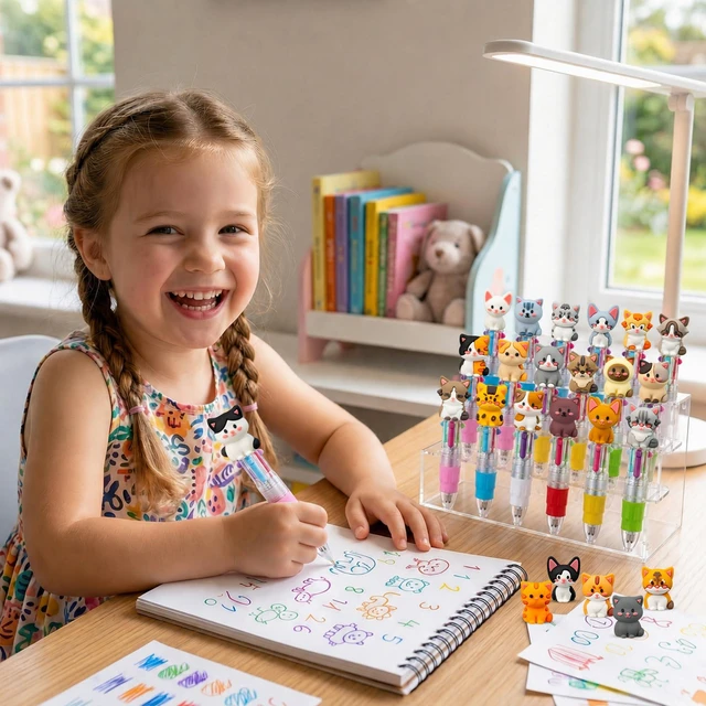 Alt view image 7 of 7 - 48PCS Cat 4-in-1 Multicolor Pens, Cute Pens for Kids Party Favors Kawaii Ballpoint Pens, Cute Birthday Gifts, Classroom Rewards, Fun Party Supplies and School Pens for Boys & Girls