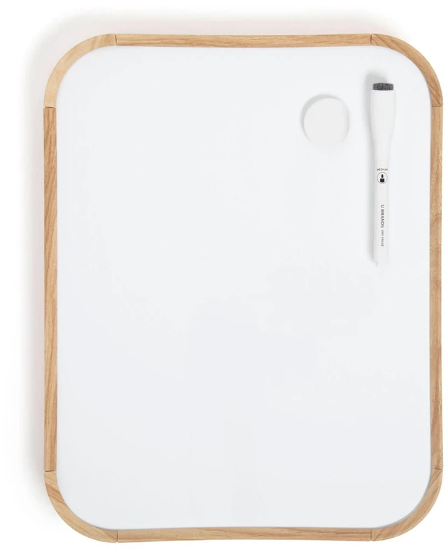 Main image of 11 x 14 Modern Bevel Dry Erase Board, Wood Grain Print, Includes Magnetic Marker and Magnet, Ghost-Free Surface