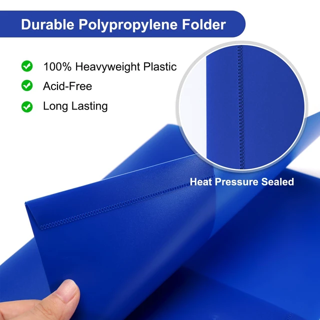 Alt view image 2 of 7 - 12 Pack Plastic Folders with Pockets (Blue) Letter Size, Poly Folders with 2 Pockets, Plastic Pocket Folders for School, Home, Office