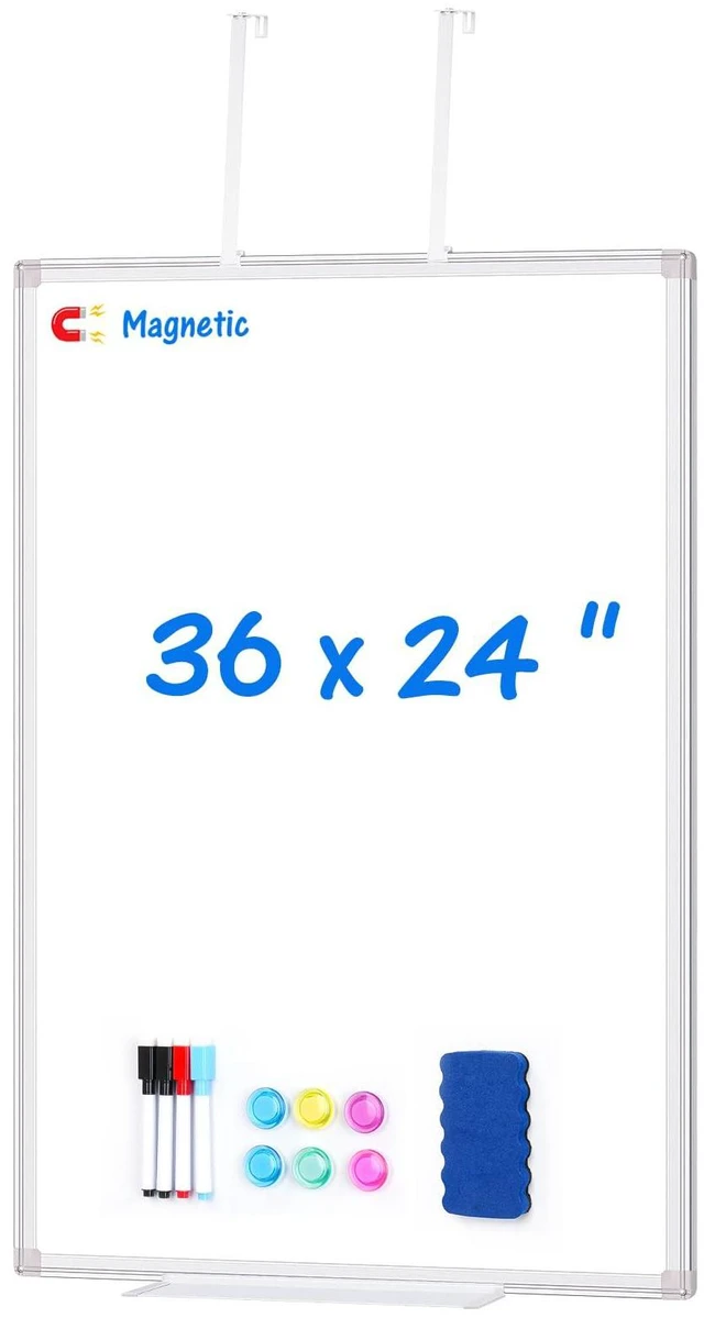 Main image of Magnetic Dry Erase Board for Door 36 x 24 in No-Drill Adjustable Long Arm Hook Mount, Portable Hanging Whiteboard For Home, Dorm, Office, Cubicle And Small Spaces