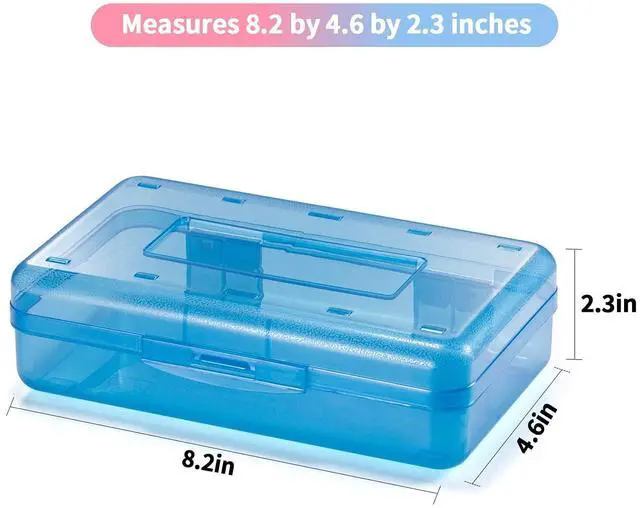 Alt view image 2 of 6 - Plastic Pencil Case Box 6 Pack, Colored Large Craft Storage Bulk Plastic Containers with Snap-tight Lids, Hobby Art School Supply Organizer, Marker Bead Pen Bins Organizer,Stackable, Clear