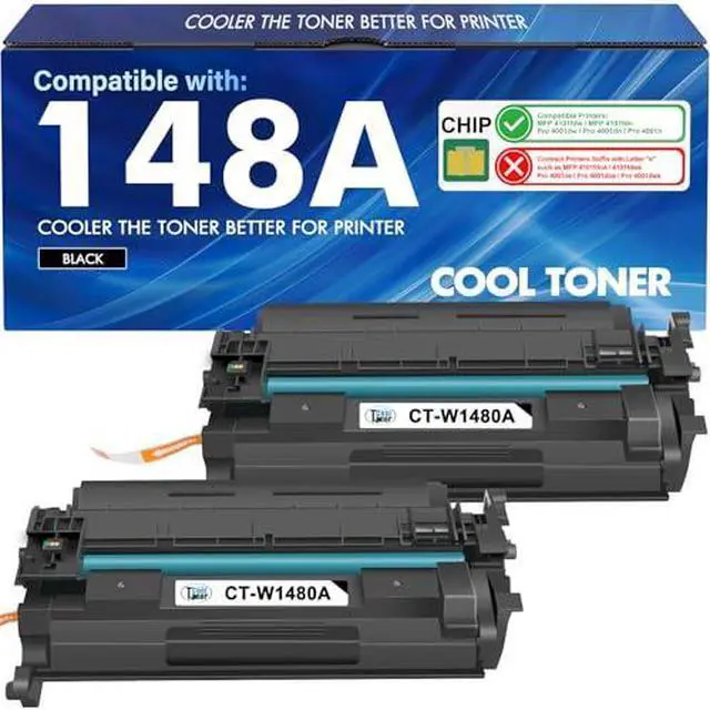 Alt view image 7 of 7 - 148A Toner Cartridge Black for HP 4001n MFP 4101fdw W1480A 148X W1480X Compatible for HP148A 148 High Yield for HP LaserJet Pro MFP 4101fdw 4101fdn Pro 4001dw 4001dn Printer Ink (2 Pack with Chip)