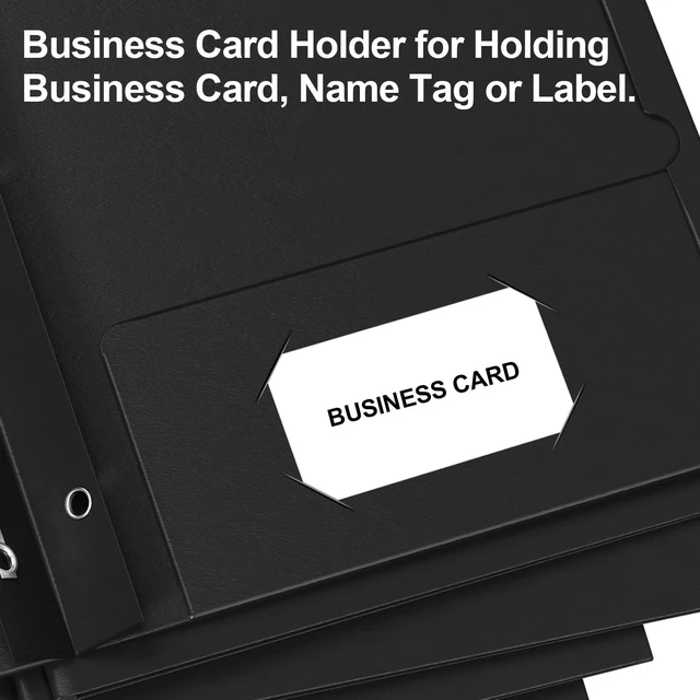 Alt view image 5 of 7 - 50 Pack Black Two Pocket Folder with Prongs, Paper Folders with Pockets Business Card Holder, Folders with Pocket, Fit Letter Size, Organizing Papers in School, Office, Business, Black