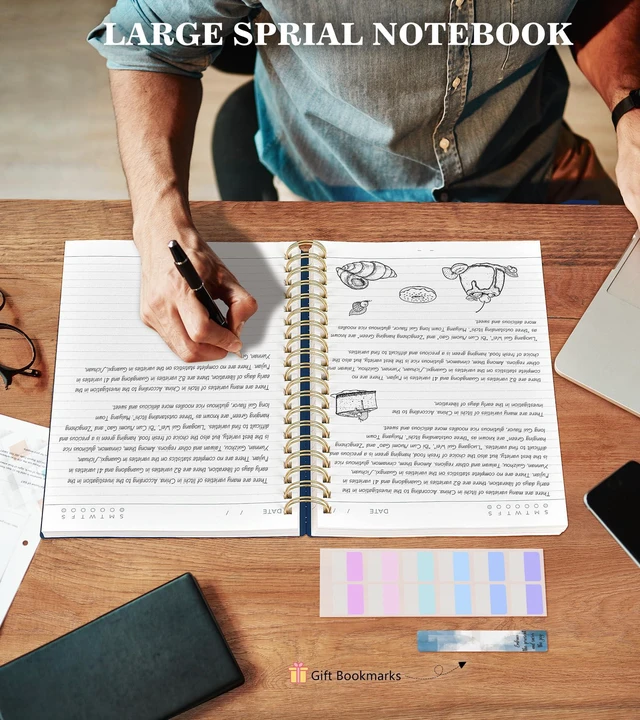 Alt view image 5 of 6 - Spiral Notebook Journal, 360 Pages College Ruled Notebooks, Lined Thick Journals for Women Men,B5 Big Spiral Notebooks with 100GSM Paper, Spiral Bound Journal for Writing Work School Blue 7.6"×10"