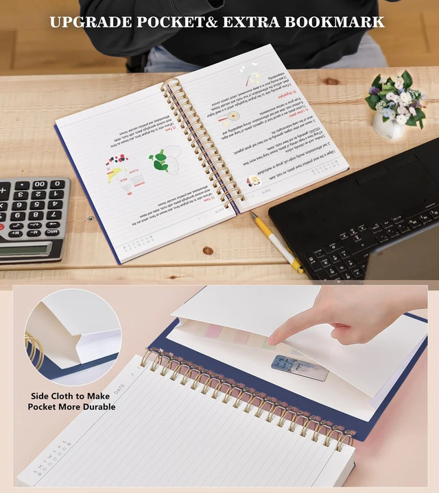 Alt view image 6 of 6 - Spiral Notebook Journal, 360 Pages College Ruled Notebooks, Lined Thick Journals for Women Men,B5 Big Spiral Notebooks with 100GSM Paper, Spiral Bound Journal for Writing Work School Blue 7.6"×10"