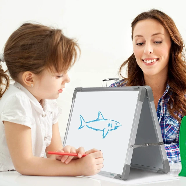 Alt view image 2 of 7 - Dry Erase Board 16x12 Double Sided Magnetic Small Whiteboard with Stand Portable, Foldable, With Stand, Magnetic, Desk Top White Board for School Classroom Homeschooling Office Home Teacher Student
