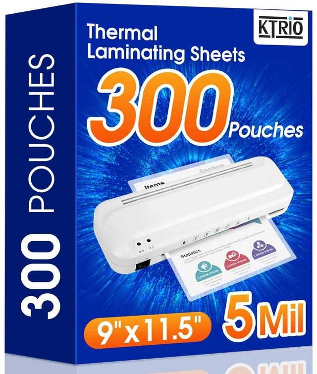 Main image of 300 Pack 5 Mil Laminating Sheets, Hold 8.5 x 11 inch Documents, Menu Actual 9 x 11.5 Thermal Laminating Pouches, Clear Laminate Sheets for Laminator, Letter Size Lamination Paper, Office School