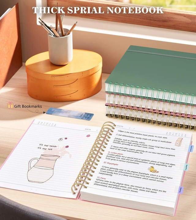 Alt view image 7 of 7 - Pink Spiral Notebook Journal, 360 Pages College Ruled Notebooks, Lined Thick Journals for Women Men,B5 Big Spiral Notebooks with 100GSM Paper, Spiral Bound Journal for Writing Work School 7.6"×10"
