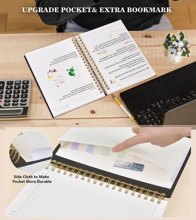 Alt view image 6 of 7 - Spiral Notebook Journal College Ruled, 360 Pages Lined Thick Journals for Women Men, B5 Big Notebooks with 100GSM Paper, Spiral Bound Journaling for Writing Work School Black 7.6"×10"
