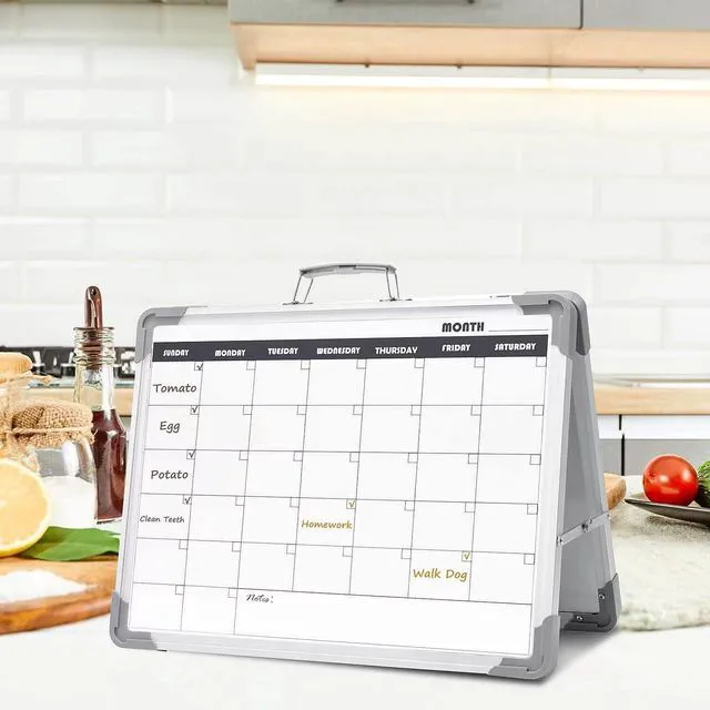 Alt view image 7 of 7 - Dry Erase Board 16x12 Double Sided Magnetic Small Whiteboard with Stand Portable, Foldable, With Stand, Magnetic, Desk Top White Board for School Classroom Homeschooling Office Home Teacher Student