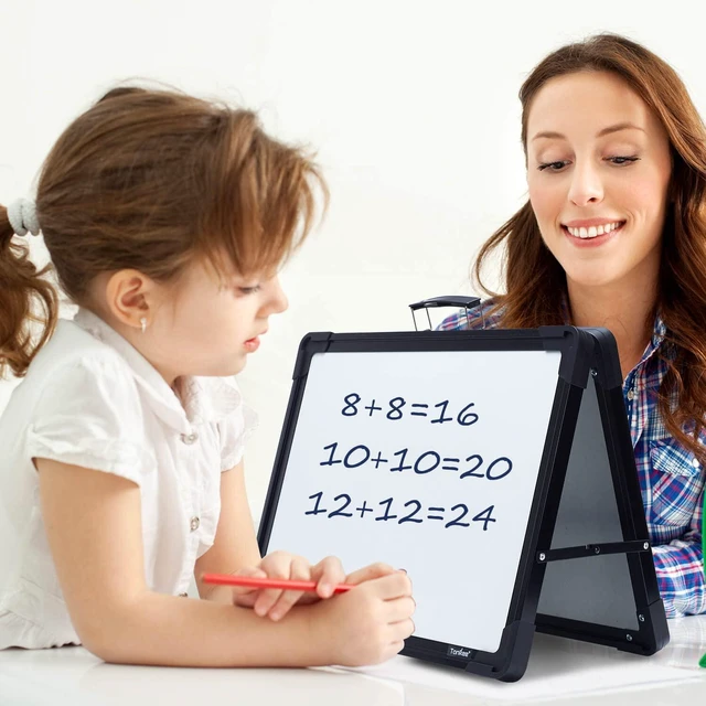 Alt view image 3 of 7 - Dry Erase Board, 16x12 Inches Double Sided Magnetic Small Whiteboard Portable, Foldable, With Stand, Magnetic, Desk Top White Board for School Classroom Homeschooling Office Home Teacher Student