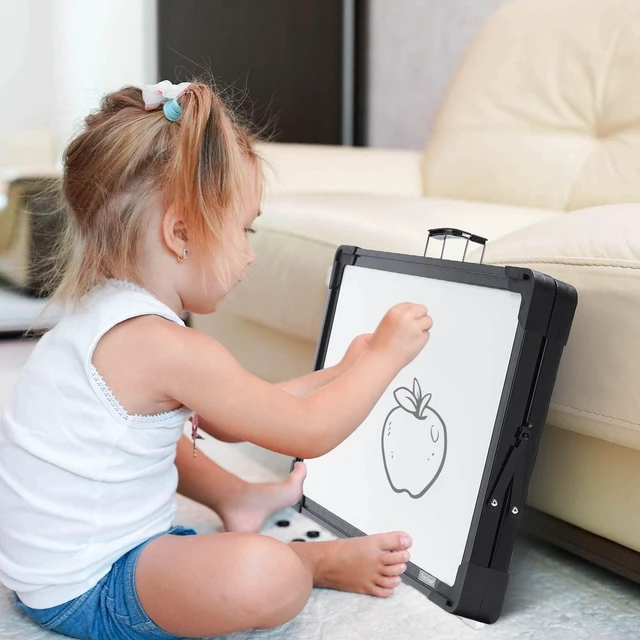 Alt view image 7 of 7 - Dry Erase Board, 16x12 Inches Double Sided Magnetic Small Whiteboard Portable, Foldable, With Stand, Magnetic, Desk Top White Board for School Classroom Homeschooling Office Home Teacher Student