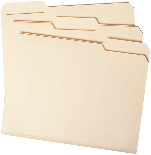 Alt view image 2 of 7 - File Folder, 1/3-Cut Tab, Letter Size, Manila, Assorted Positions, 100 Per Box (10330) (Pack of 2)