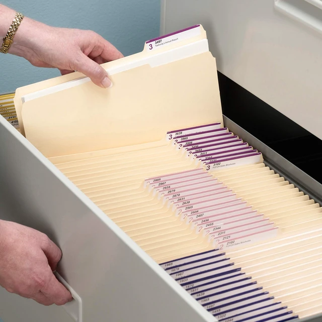 Alt view image 7 of 7 - File Folder, 1/3-Cut Tab, Letter Size, Manila, Assorted Positions, 100 Per Box (10330) (Pack of 2)