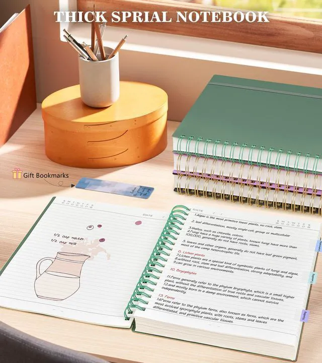Alt view image 5 of 6 - Spiral Notebook Journal, 360 Pages College Ruled Notebooks, Lined Thick Journals for Women Men,B5 Big Spiral Notebooks with 100GSM Paper, Spiral Bound Journal for Writing Work School Green 7.6"×10"