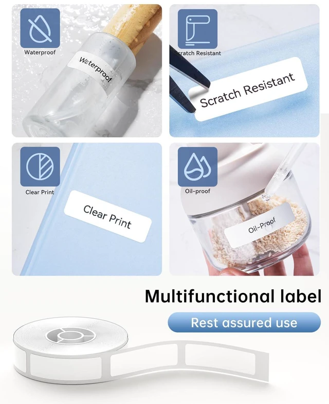 Alt view image 4 of 5 - D11 Label Maker Tape Adhesive White Label Paper 0.59" X 1.18" (15 X 30mm) 210 Labels/Roll, Compatible for D11 D110 Label Printer, Thermal Paper Black on White, 3-Roll