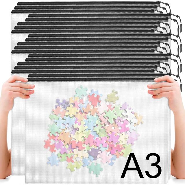 Main image of 20pcs Mesh Zipper Pouch Bags A4 Mesh Bags for Classroom Organization, Waterproof Document Zipper Pouches for Cosmetics, Travel Storage File Bags for Office Supplie (Black-A3-20PCS)