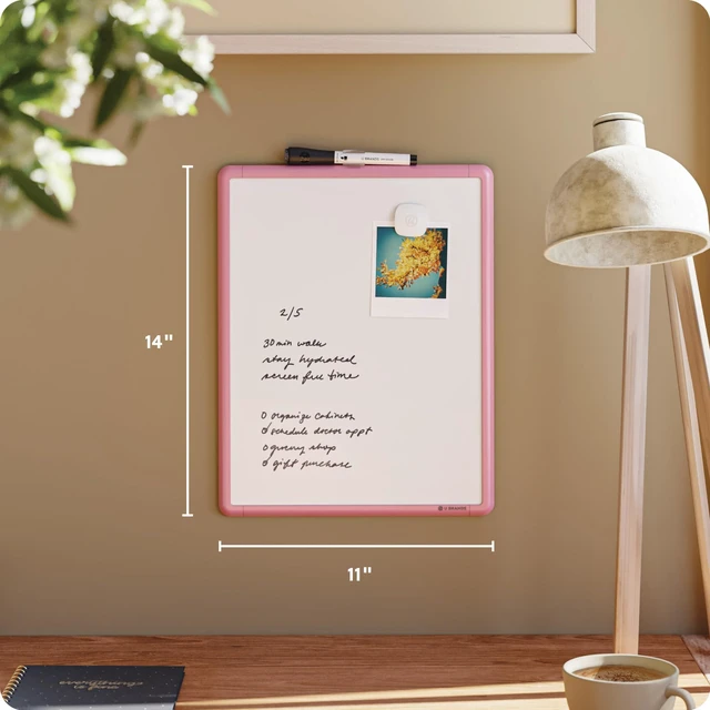 Alt view image 2 of 6 - Dry Erase Whiteboard, 11" x 14", Small Whiteboard, Pink Frame