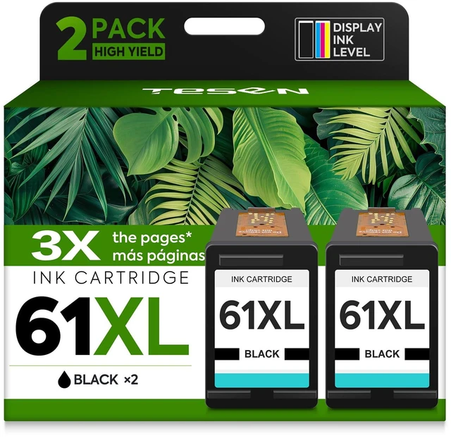 Main image of 61XL ink 61 Black Replacement for HP 61 Black Ink Cartridge HP61 HP61XL Compatible for HP Envy 5530 4500 4502 5535 Deskjet 2540 2541 3050 3510 1510 OfficeJet 4630 4632 Printer (Black 2-Pack)