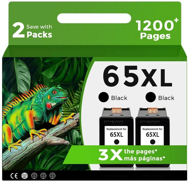 Main image of 65XL Black Ink Cartridge Compatible for HP Ink 65 XL HP65 HP65XL 5055 3755 High-yield Replacement for 5000 3700 2600 3772 2652 2640 3752 5070 2622 5010 2655 5014 5052 5058 3720 3722 Printer 2 BK Pack