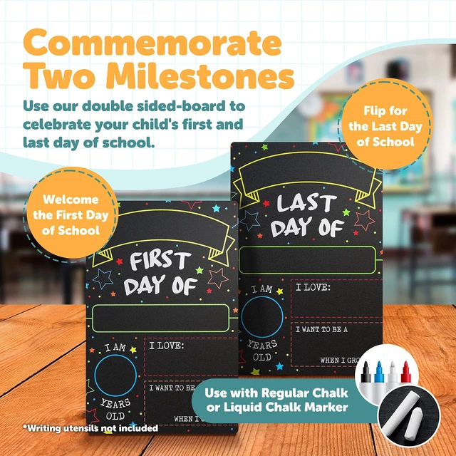 Alt view image 2 of 7 - First Day Last Day of School Chalkboard Double Sided Sign - 12" x 7.9" (Pack of 3)