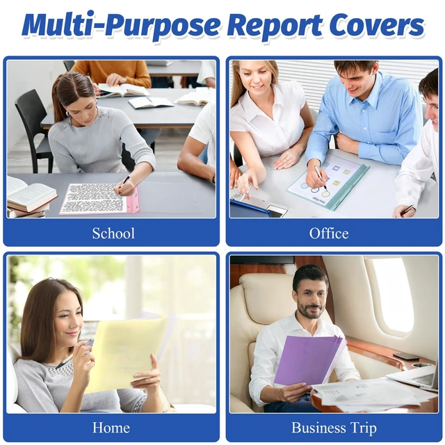 Alt view image 7 of 7 - 30 Pack Plastic Report Covers with 3-Prong Fasteners for Letter Size Clear Front Presentation Folders, Resume Folders for Interview, 10 Colors Back, Metal 3-Prong Fasteners, 100 Sheet Capacity