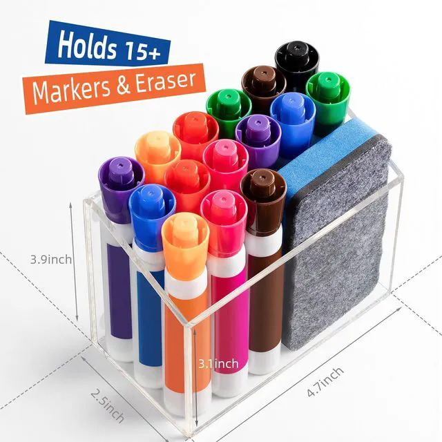 Alt view image 3 of 7 - Magnetic Pen Holder, Acrylic Dry Erase Marker Holder (Pack of 2)