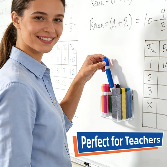 Alt view image 2 of 7 - Magnetic Pen Holder, Acrylic Dry Erase Marker Holder (Pack of 2)