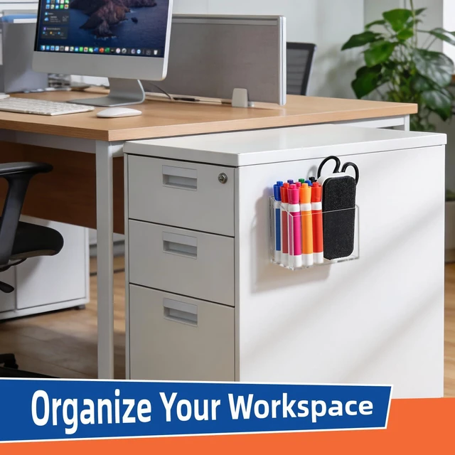 Alt view image 6 of 7 - Magnetic Pen Holder, Acrylic Dry Erase Marker Holder (Pack of 2)