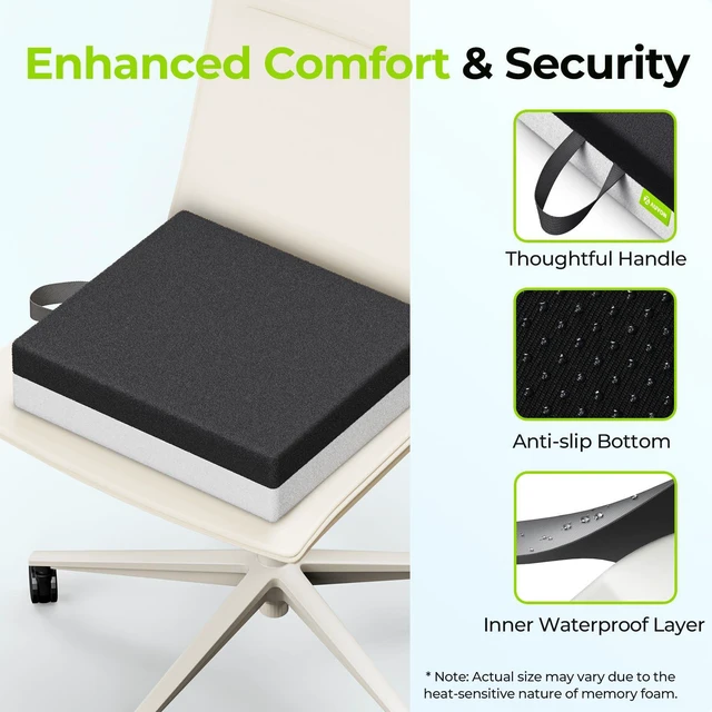 Alt view image 6 of 7 - Ventilation Seat Cushion with Innovation Heat Dissipation Design, Wheelchair Cushion with Supportive Memory Foam, Waterproof & Anti-Slip Cover, Improve & Tailbone Comfort (Black, XX-Large)