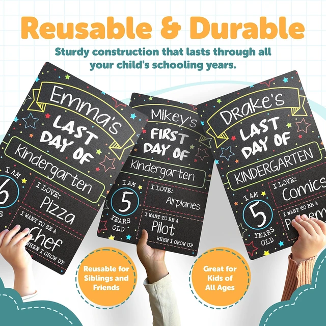 Alt view image 5 of 7 - First Day Last Day of School Chalkboard Double Sided Sign - 12" x 7.9" (Pack of 3)