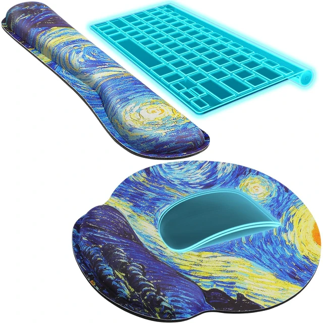 Main image of Keyboard Wrist Rest & Mouse Pad with Wrist Rest, Starry Night Memory Foam Wrist Support, Ergonomic Design, Non-Slip Base, Office and Home Use