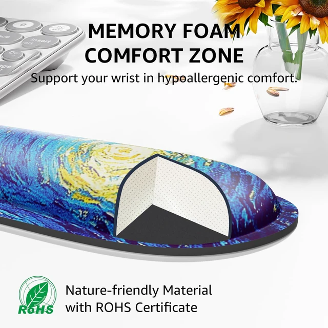 Alt view image 3 of 6 - Keyboard Wrist Rest & Mouse Pad with Wrist Rest, Starry Night Memory Foam Wrist Support, Ergonomic Design, Non-Slip Base, Office and Home Use