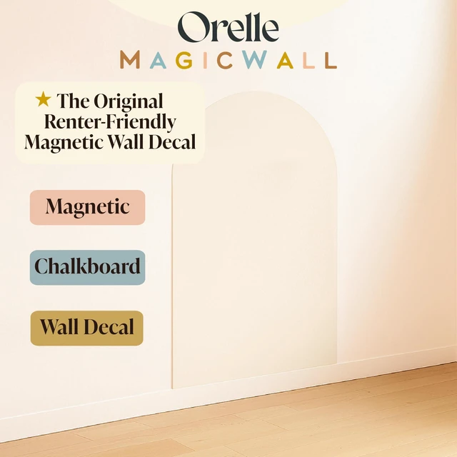 Alt view image 2 of 7 - MagicWall | Magnetic Arch Wall Decal Repositionable & Renter-Friendly | Peel & Stick Magnetic Wall Decal Chalkboard | Playroom Essentials | Large 24 x 39 | Cream