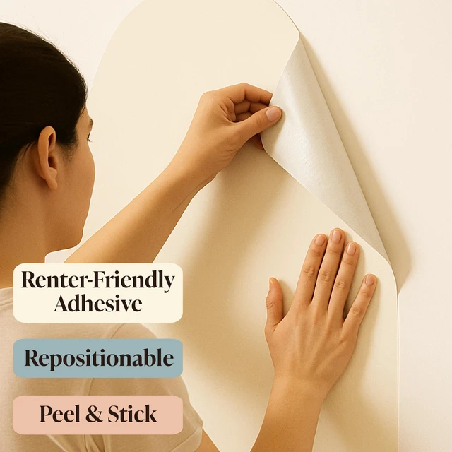 Alt view image 5 of 7 - MagicWall | Magnetic Arch Wall Decal Repositionable & Renter-Friendly | Peel & Stick Magnetic Wall Decal Chalkboard | Playroom Essentials | Large 24 x 39 | Cream