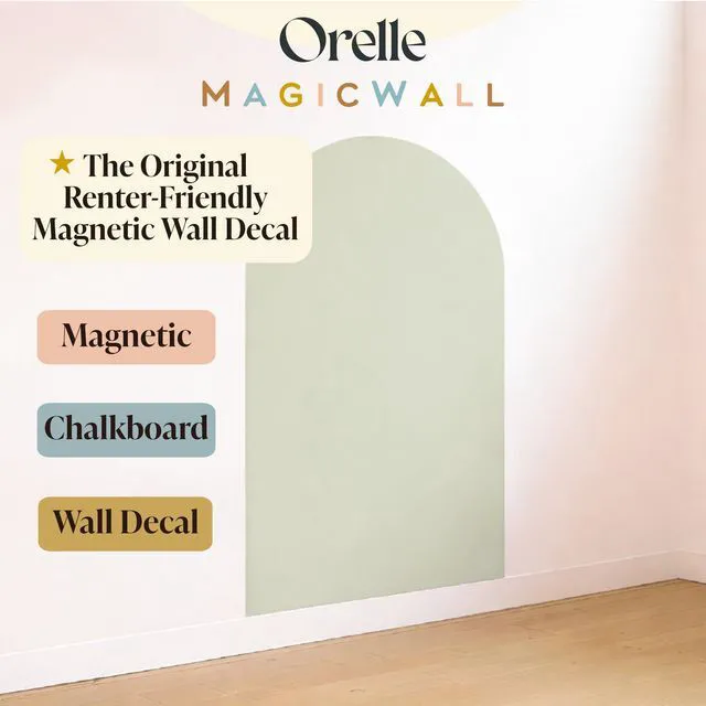 Alt view image 2 of 7 - MagicWall | Magnetic Arch Wall Decal Repositionable & Renter-Friendly | Peel & Stick Magnetic Wall Decal Chalkboard for Kids | Playroom Essentials | Large | 24 x 39 | Sage Green