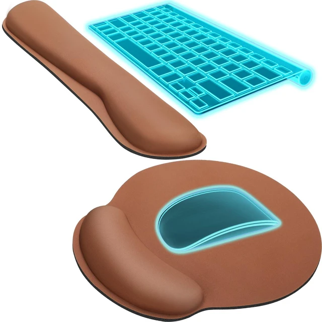 Main image of Keyboard Wrist Rest & Mouse Pad with Wrist Rest, Coffee Brown Memory Foam Wrist Support, Ergonomic Design, Non-Slip Base, Office and Home Use