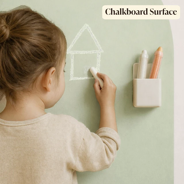 Alt view image 4 of 7 - MagicWall | Magnetic Arch Wall Decal Repositionable & Renter-Friendly | Peel & Stick Magnetic Wall Decal Chalkboard for Kids | Playroom Essentials | Large | 24 x 39 | Sage Green