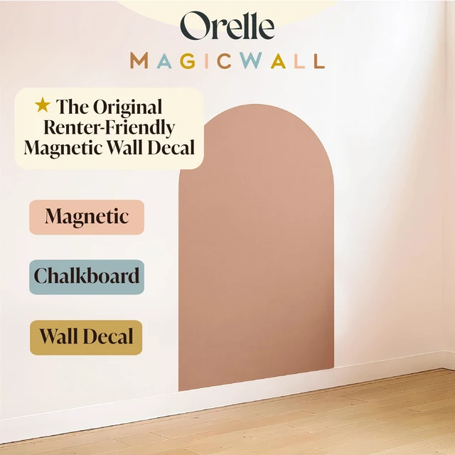 Alt view image 2 of 7 - MagicWall | Magnetic Arch Wall Decal Repositionable & Renter-Friendly | Peel & Stick Magnetic Wall Decal Chalkboard | Playroom Essentials | Large 24 x 39 | Mocha