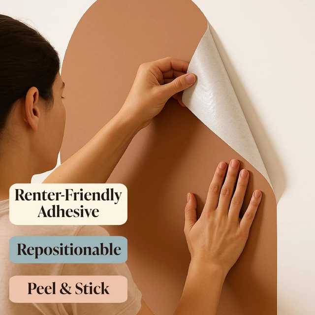 Alt view image 5 of 7 - MagicWall | Magnetic Arch Wall Decal Repositionable & Renter-Friendly | Peel & Stick Magnetic Wall Decal Chalkboard | Playroom Essentials | Large 24 x 39 | Mocha