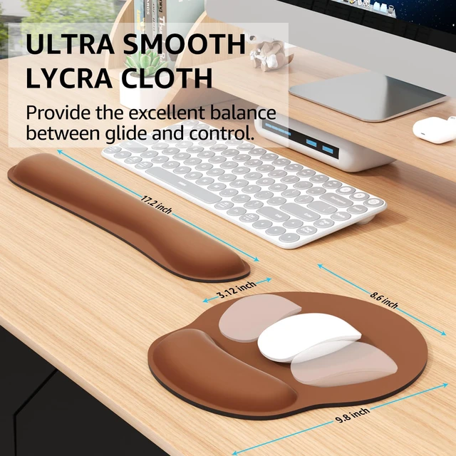 Alt view image 5 of 6 - Keyboard Wrist Rest & Mouse Pad with Wrist Rest, Coffee Brown Memory Foam Wrist Support, Ergonomic Design, Non-Slip Base, Office and Home Use