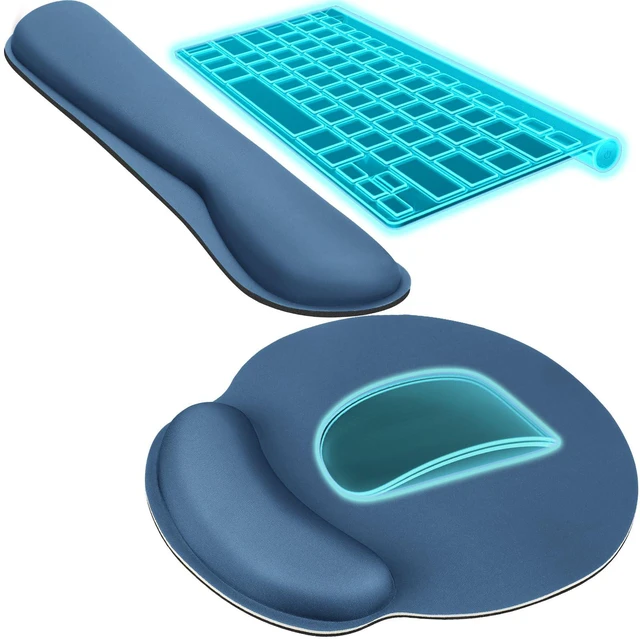 Main image of Keyboard Wrist Rest & Mouse Pad with Wrist Rest, Navy Blue Memory Foam Wrist Support, Ergonomic Design, Non-Slip Base, Office and Home Use