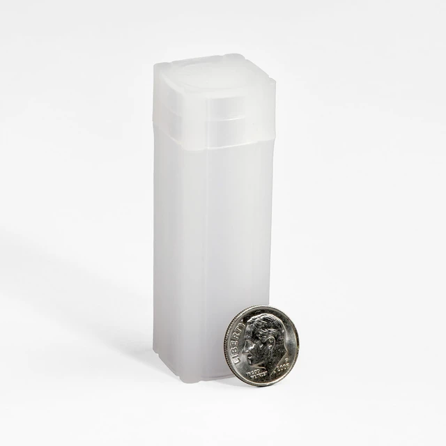 Alt view image 2 of 5 - LIGHTHOUSE - Square Coin Tubes - Convenient Push Top, Virtually Unbreakable, Acid Free and Archival Quality - Coin Tubes for US Dimes, 100 Pack