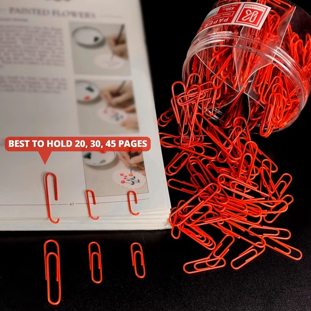 Alt view image 4 of 7 - 450 Red Color Paper Clips Assorted Sizes Small, Medium and Large Paper Clips for Paperwork Ideal for Home, School and Office Use (Assorted, Red)